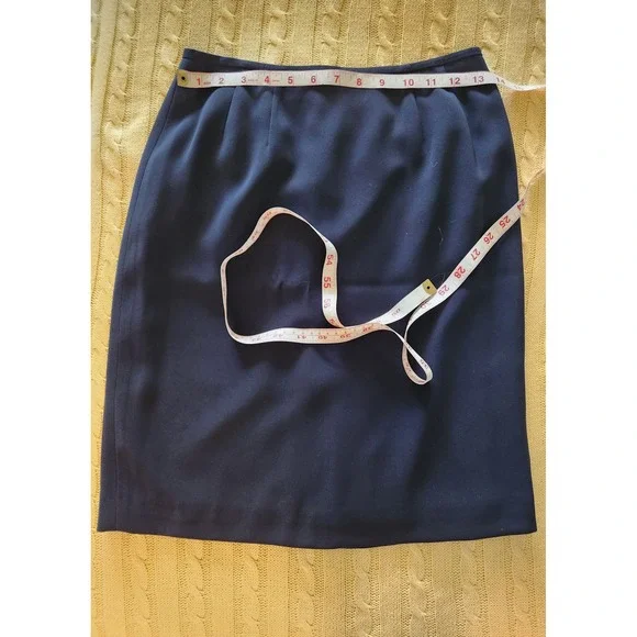 Classic Kasper Navy Skirt Suit Set | Prof 2pc Blazer & Pencil Skirt | Sz 4 - Picture 8 of 10
